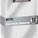 Better Office Products Clear Plastic Clipboards, 12 Pack, Durable, 12.5 x 9 Inch, Low Profile Clip, Translucent Clear, Set of 12