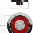 Partsam 2Pcs 4" Inch Round LED Trailer Tail Lights White Red Taillights Flange Mount 16 LED DC 12V Sealed Waterproof Stop Brake Tail Running Reverse Backup Lights Lamps for RV Trailer Trucks