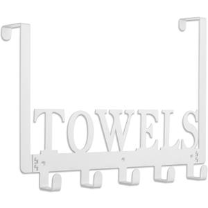 Kuhome Towel Hooks Over The Door Hooks Hangers Wall Mount Towel Rack Towel Holder for Bathroom, Storage Coat Hooks for Home Decor Metal Organizer for Towel Clothes Bag Robe(White)