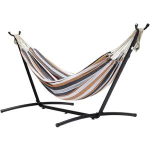Double 2 Person Heavy Duty Hammock with Space Saving Steel Stand and Carrying Case, 470lb Capacity, Multi Color, 118 x 46 x 39 inches