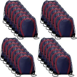 Sadnyy 24 Pcs Baseball Birthday Party Favors Baseball Drawstring Bags Softball Backpack Swag Bag Ideas Gift for Team