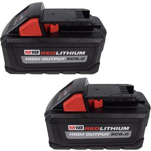 MilwaukeeTool 48-11-1862 M18 Lithium-Ion High Output 6.0Ah Battery Pack (2-Pack)
