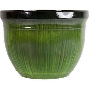 (MRR15-205 Large Round Planter - Modern Indoor & Outdoor Decorative Flower Pot/Box (15", Green Drip)