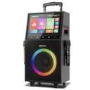Karaoke Machine with Lyrics Display for Adults,with 2 Wireless Microphones 15.1" Tablet & WiFi & DJ Lights,450W Peak Power,Supports MIC-Input/GTR-Input/HDMI/USB,7000 mAh Battery Capacity