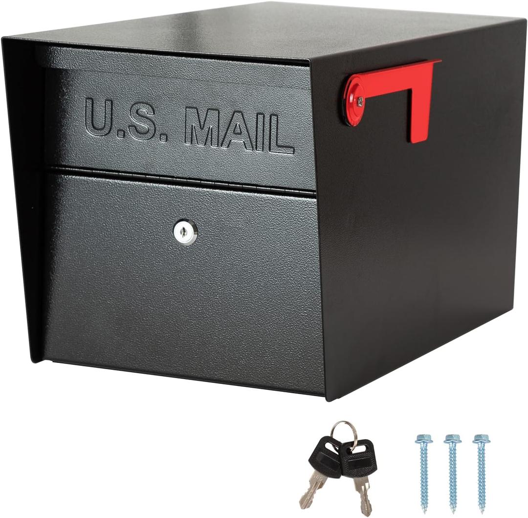 Large Locking Mailbox for Outside, RAINHOL All-Metal Modern Security Mailbox with 2 Keys, 21" x 11.2" x 10.5", Black
