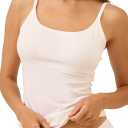 Pact Womens Cotton Camisole Tank Top with Built-in Shelf Bra (Small, White)