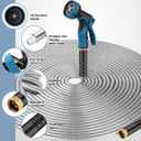 Garden Hose 100FT, Water Hose with 10 Function Nozzle, Garden Hose Metal with Leak-proof Connectors, No-Kink, Lightweight, Puncture-proof, Pet-proof, Sturdy, 550PSI, Hose for Outdoor, Yard