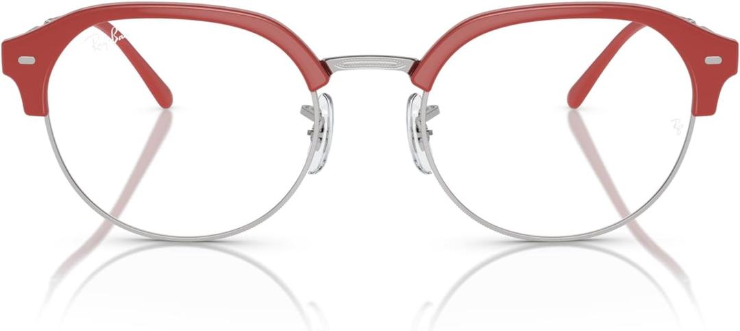 Ray-Ban Rx7229 Round Prescription Eyewear Frames (Red on Silver/Demo Lens) Ray-Ban Rx7229 Round Prescription Eyewear Frames (Red on Silver/Demo Lens)