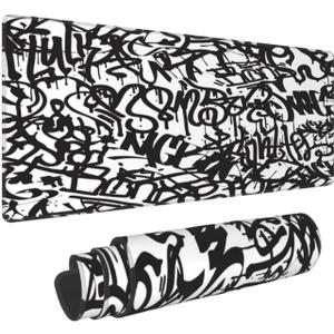 Large Mouse Pad XXL, Graffiti Tags Spray Letter Paint Gaming Mouse Pad, Big Desk Mat with Stitched Edges Mousepad for Gaming Keyboard Computer Laptop Office, 31.5'' X 12''