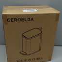 CEROELDA Small Bathroom Trash Can with Lid Soft Close-5L/1.3 Gal Slim Garbage Can-Metal Step Wastebasket-Rectangle Narrow Waste Bin for Office, Bedroom, Toilet, Live Room-White