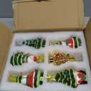 Umigy 4.5 Inch Mini Ceramic Christmas Tree Set, 6 Pack Tabletop Christmas Tree with Multicolored LED Lights Light up Hanging Ornaments for Vintage Nostalgic Classic Holiday Decoration and Gifts