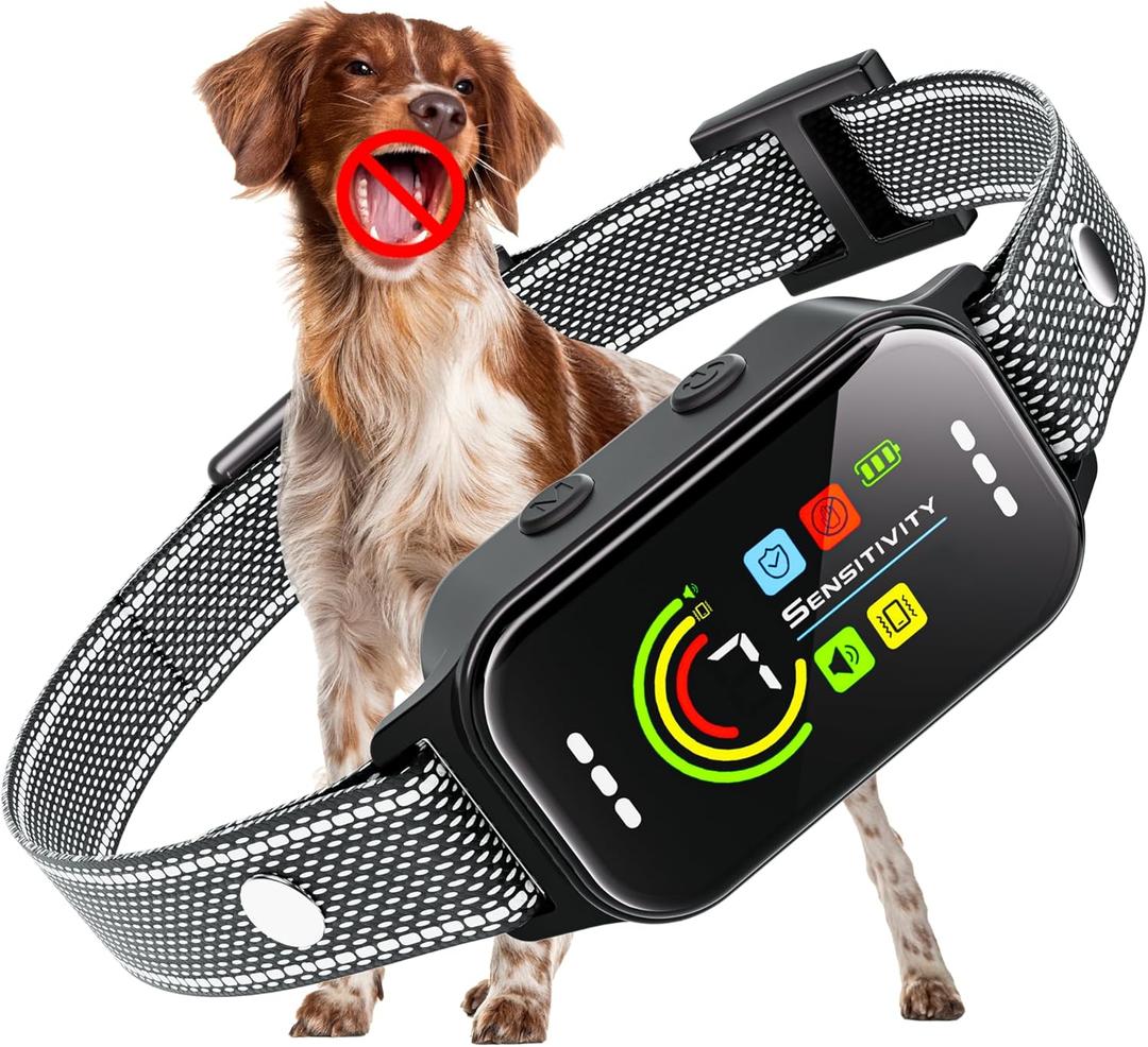 JEUJE Dog Bark Collar, Bark Collar for Large Medium Small Dogs 8-120lbs, AUTO Barking Collar, Bark Training Collar with 7-Level Sensitivity + 5 Safety Modes Humane Training System (Black)