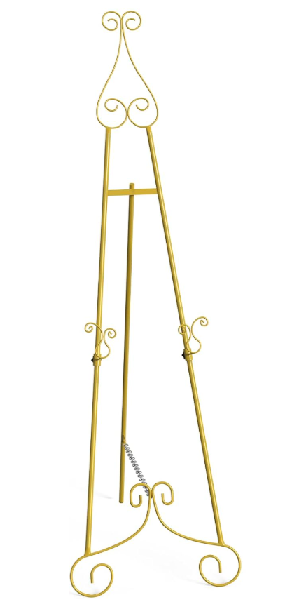 HAITRAL Gold Easel Stand for Sign,Adjustable Display Easel Stand with Chain Support,Heavy Duty Metal Easel for Wedding Sign,Art,Pictures,Paintings, 55" H Welcome Poster Stand Sign Holder Floor Décor