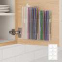 2 x Acrylic Straw Holder for Cabinet Door  9.8" Adjustable 2-Part Straw Organizer & Dispenser, Clear Adhesive Mount Kitchen Organizer for Countertops, Cupboards, and Coffee Bar Storage