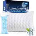 Cooling Side Sleeper Pillow for Adults, Firm Bed Pillow for Side Sleepers Neck and Shoulder Pain, Luxury Shredded Memory Foam Pillow Set of 1- Adjustable King Size- Washable Cover Original White