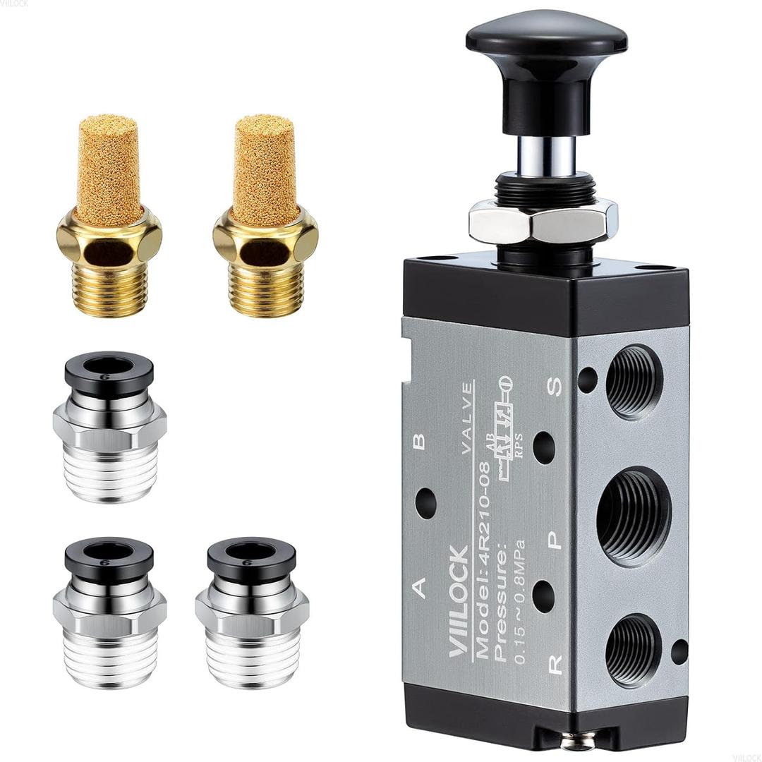 4R210-08 Push Pull Valve 5/2 Way 1/4"NPT Air Valve for Cylinder