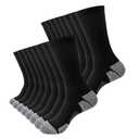 JOYNÉE 8 Pairs Mens Athletic Crew Socks Cushion Running Work Breathable Outdoor Socks for Men,Black,Sock Size:10-13