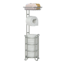 Toilet Paper Holder Stand Bathroom Tissue Dispenser Holders Rack Free Standing with Extra Shelf Storage Mega Rolls/Phone/Wipe - Silver