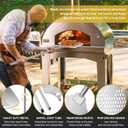 Joyfair 12 Inch Perforated Pizza Peel Aluminum Pizzas Spatula, Metal Pizza Paddle with Rocker Cutter Pizza Oven Accessories Turning Tool Set, 38.5”- 49” Long Detachable Handles (SS Handle)