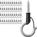 44-Pack 304Stainless Steel Q-Hanger Hook, Indoor and Outdoor Hooks Home Christmas Lights Hanger Hooks with Screw for Garage New Year Party Outdoor Easy Release Wire and Fairy Led Lights