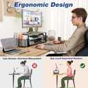 OPNICE Desk Organizer and Accessories, 2-Tier Computer Monitor Stand Riser with Drawer and 2 Pen Holders, Laptop Stand, Office Desk Accessories for Office Supplies, Black
