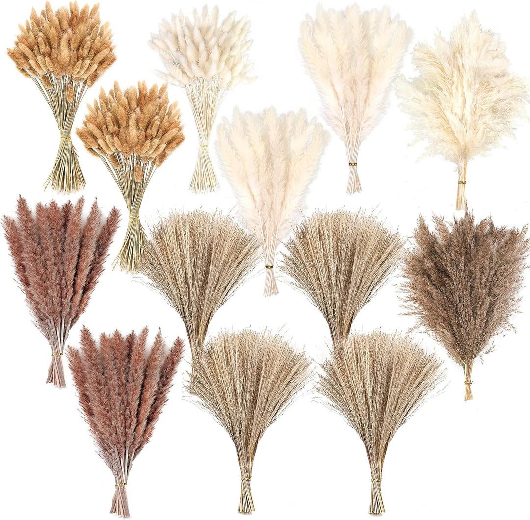 300 PCS Dried Pampas Grass Decor, Dried Flower Bouquets for Wedding, Home, Centerpiece Table, Modern Home, Western Living Room, Nurserie, Nursery, Boho Room, Beach, Women Office, and Boho Decor