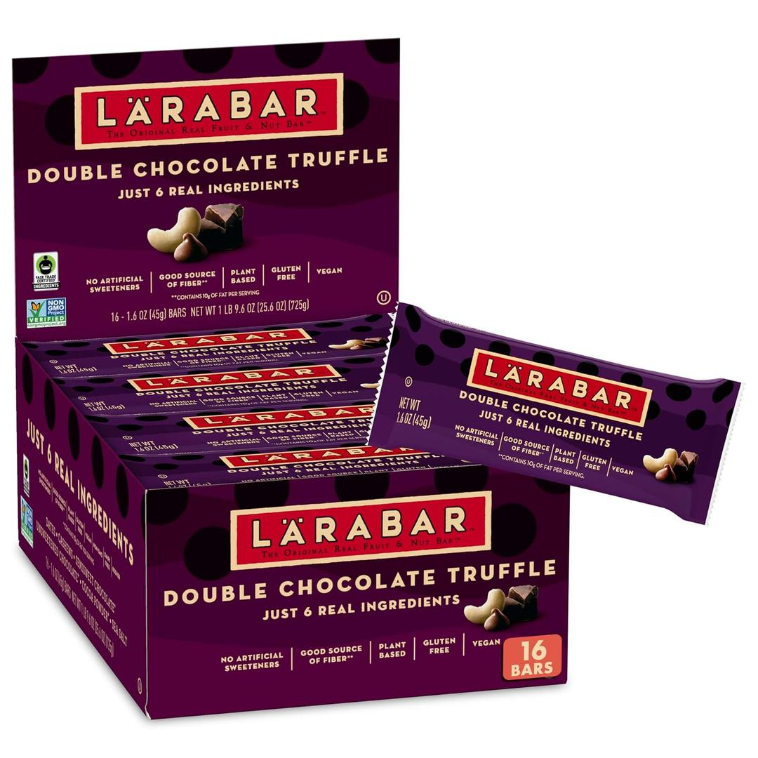 Larabar Double Chocolate Truffle, Gluten Free Vegan Fruit and Nut Bars, 25.6 oz, 16 Ct (EXP 03/05/27)