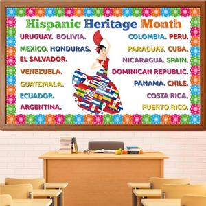4 Pack Hispanic Heritage Month Bulletin Board Decorations Set, Spanish Classroom Decorations Latin American Cutouts National Hispanic Heritage Month Decoration for School Door Window Wall Decor