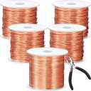 Funrous 5 Rolls 5 Size Jewelry Wire 18, 20, 22, 24, 26 Gauge Copper Wire Kit Jewelry Beading Bendable Craft Metal for Making Crafts, Sculpting with a Pliers(Copper)
