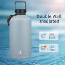 Konokyo Gallon Insulated Water Bottle with Straw,128 oz 3 Lids Water Jug with Carrying Bag,Paracord Handle, Double Wall Vacuum Stainless Steel Metal Flask,Storm Blue