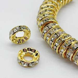 200 PCS Large Hole (4.5MM) Beads for Jewelry Making 10MM Gold Plated Beads for Bracelets Making Rhinestone Crystal Beads Fit European Bracelets Snake Chain