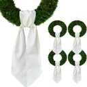 4 Pieces Christmas Wreath Sash for Front Door, White Burlap Sash Holiday Baby Shower Wreath Accessories for Home Birthday Wedding Decorations