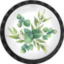 4 Pack Watercolor Green Eucalyptus Leaves and Branches Cabinet Knobs Round Drawer Pulls Black Dresser Knob Cupboard Door Handles Hardware for Kitchen Bathroom Cabinets