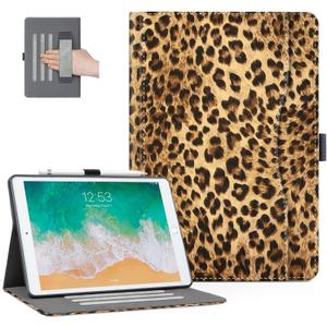 Lokigo Leopard 10.2 Case for iPad 9th/8th/7th Generation (2021/2020/2019), Build with Pencil Holder/Hand Strap/Pocket, Shockproof 10.2 Inch Stand iPadCover, Auto Wake/Sleep, Brown Cheetah
