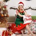 Women's Christmas Printed Tunic Dress Long Sleeve Crewneck Casual Costume Bodycon Dresses S-XXL (Medium, Bell Elf)