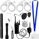 10 Pcs Police Costume Accessories for Adults  Cop Cosplay Set with Flashlight, Badge, ID Card, Baton, Sunglasses & More for Halloween, Role Play, and Dress-Up Parties