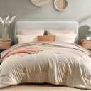 Monbix Queen Comforter Set - 7 Pieces Oatmeal Prewashed Bed in a Bag Queen Bedding Sets with Comforters, All Seasons Ultra Soft Comforter Bed Set with Sheets,Pillowcases & Shams