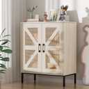 Buffet Cabinet with Storage Sideboard Accent Modern Credenza with Doors & Shelves 32.9" Tall Media Console Mid Century Coffee Bar Table for Living Room Kitchen Dining Room Hallway (Yellow)