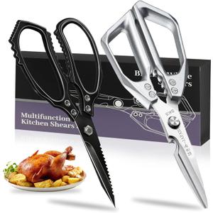 Kitchen Scissors Set, Heavy Duty Poultry Shears, Japanese Kitchen Shears for Meat, Chicken Bones, and Turkey, Stainless Steel Meat Scissors, Christmas Gifts for Men Women