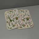 Slohif Silcone Flowers Pot Holders for Kitchen - 100% Cotton Beige Cute Oven Potholders with Pockets, Heat Resistant Square Thick Hot Pads, House New Home Baking Baker Gifts,2pack