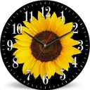 Sunflower Wall Clock Yellow Floral Blooms Nature Botanical Petals 10 Inch Silent Non Ticking Battery Operated Clock Vintage Round Clock for Living Room Bedroom Bathroom Office Decor