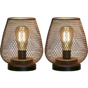 JHY DESIGN Set of 2 Metal Cage LED Lantern Battery Powered Cordless Accent Light with LED Great for Weddings Parties Patio Events for Indoors Outdoors