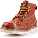 SUREWAY 6 in Mens Soft/Steel Toe Work Boots for Men-Full Grain Leather,GoodyearWelt,Non-Slip EH Safety Industial Construction Wedge Moc Toe Work Boots/Shoes Size 9