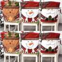 Christmas Chair Covers Set of 6 Christmas Chair Back Covers for Dining Room Cute Santa Chair Cover Party Chair Covers Christmas Decorations Red
