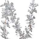 DearHouse 6FT Silver Berry Christmas Garland, Flexible Artificial Berry Garland for Indoor Outdoor Home Fireplace Decoration for Winter Christmas Holiday New Year Decor