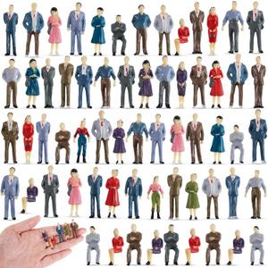 Juexica 100 Pcs 1: 75 Scale Mini People Figurines, Model Trains Architectural Painted People Figures Tiny Plastic Miniature Figurines Sitting Standing Model for Miniature Scenes