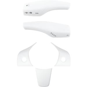 White Gear Shift Lever Cover and Steering Wheel Cover Compatible with Tesla Model Y/3