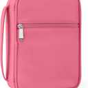 Small Bible Cover Case for Women and Men, 9x6 PU Leather Bible Sleeve, Compact Travel Bible Carrier Bag with Front Pen Holders, Zipper Closure, Inner Pockets - Hot Pink