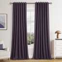 Guken Blackout Curtains 90 Inch Length 2 Panels Set for Living Room Bedroom Back Tab Thermal Insulated 100% Black Out Linen Drapes Room Darkening Window Curtains 90 Inches Long,Plum