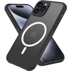 Magnetic for iPhone 15 Pro Case [Mil-Grade Drop Protection] [Compatible with Magsafe] Shockproof Slim Translucent Matte Protective Phone Case, White, 4 Pack